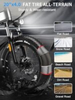 Electric Bike for Adults 1200W Peak Motor 30MPH 60 Miles 48V 15AH (720WH) Battery Folding Electric Bike 20 Inch Fat Tire Ebike Foldable Ebikes for Adults Electric Bicycle with UL 2849 Certified. - Image 6