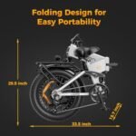 Jasion X-Hunter Electric Bike for Adults,1400W Peak Motor 30MPH Max Speed 48V 13AH Removable Battery, Full Suspension System Design,20''*4.0 Fat Tire Foldable Ebike,7-Speed Bicycles.White+White. - Image 6