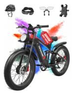 2000W Electric Bicycle for Adults- Moped Style Ebike with 1144WH Battery Pack up to 50 Miles 37MPH, 26" Fat Tire, 7-Speed, 6-Layer Suspension.