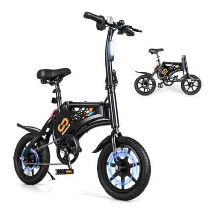 Goplus Electric Bike for Adults, 14” Folding Electric Bicycle w/ 350W Motor, 36V Battery, Twist Throttle, Adjustable Saddle, Waterproof City Cruiser Mini E-Bike with Cruise Control, 90% Pre-Assembled.