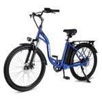 Urban Go 26" Electric Bike, 18.6MPH Max Speed & 35 Miles Range (PAS), 500W Peak Motor & 374.4Wh Removable Battery, Electric Bicycle with Front Suspension, E-Bike for Adults with Rear Rack, Blue.