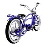 Tracer Beyond Pro 26'' Classic Stretch Chopper EBike with Spring Suspension Classical Fork, disc Brake and hi-Rise Steel Handlebar (Blue). - Image 3