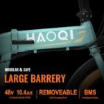 HAOQI Folding Electric Bike for Adults, 500W (Peak 750W) Brushless Motor Electric Bycicle with PAS Throttle, 48V 10.4Ah Removable Battery 20'' *4''Fat Tire Foldable Ebike with Phone Holder, 7-Speed. - Image 3