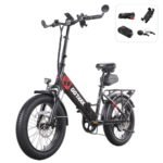 Gotrax F2V2 20" Electric Bike, Max Range 55 Miles & 20Mph Power by 500W, LCD Display & 5 Pedal-Assist Levels, 7-Speed Gear& Front Shock Absorber for Adult Folding Bike with all Accessories Lock&Mirror.