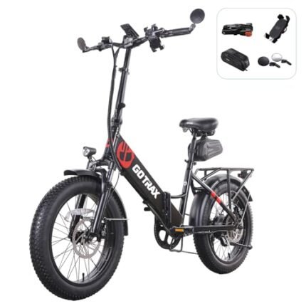 Gotrax F2V2 20" Electric Bike, Max Range 55 Miles & 20Mph Power by 500W, LCD Display & 5 Pedal-Assist Levels, 7-Speed Gear& Front Shock Absorber for Adult Folding Bike with all Accessories Lock&Mirror.