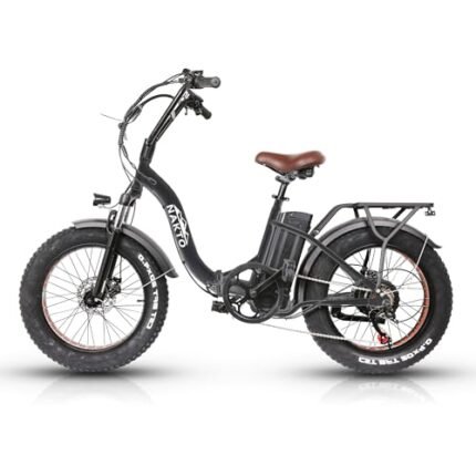 NAKTO 20" Electric Bike for Adults, Fat Tire E-Bike with 500W Powerful Rear Hub Motor and Disc Brakes, Folding Electric Bicycle with Charger Lock.