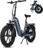 E-Flow, 750W Folding Electric Bike Adults, Up to 90Miles Motor Ebike, 48V 20Ah BAFANG Battery, 20’’x4.0 Fat Tire 28MPH Step-Thru Bicycle for City Commuter, Snow, Beach, Mountain etc.