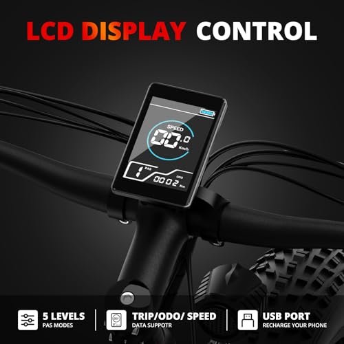 Version 1.0.0 EB26 Electric Bike for Adults 1000W/peak 1500W Electric Bicycle 48V 15AH Battery Electric Bike 26" Fat Tire Mountain 31mph Shimano 7 Speed Gears Dual Shock Absorber Electric Bike (Green). - Image 5