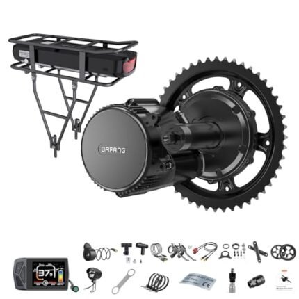 BAFANG 750W Mid Drive Kit with Rear Rack Battery 48V17.5Ah, BBS02 48V 750W Ebike Conversion Motor Kits with EKD01 Display&42T Chainring Electric Bike Conversion Kit-Fit BB68-73mm Bike.