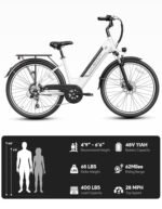 Jasion Roamer ST Electric Bike for Adults, 1200W Peak Motor Max 62miles & 28MPH City Cruiser Ebike,26'' Commuter Ebike, 528WH Removable Battery,7-Speed Electric Bicycles, Front Suspension Bicycles. - Image 6