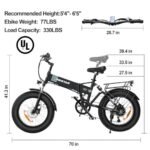 Electric Bikes for Adults, 20'' Fat Tire Electric Bike 1000W,30MPH Max Speed,48V 14AH Removable Battery Folding Electric Bike, 7 Speed，Full Suspension for Mountain Beach Snow UL Certified. - Image 6