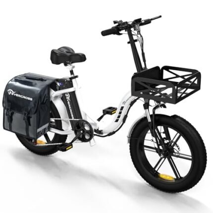 EVERCROSS EK6 Electric Bike 20" x 4.0 Fat Tire Foldable E Bike with 48V 15Ah Removable Battery, 750W Mountain Adult Electric Bicycle with 7 Gears, 55-100KM Long Mileage.
