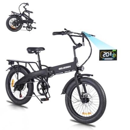 Folding Electric Bike for Adults, 20"×3.0 Fat Tire Electric Bicycle, 280.8Wh Battery Ebike, 20MPH Electric Cargo Bike with LCD Color Display & 6 Speed Gears (Fits for 5'0"+).