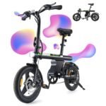 isinwheel W-U1 500W Folding Electric Bike for Adults, 25 Miles Long-Range Battery, Rear Suspension, 3 Assist Levels - 14" Foldable eBike for Adults and Teens.