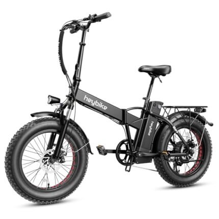Heybike Mars Electric Bicycle Foldable 20" x 4.0 Fat Tire Electric Bicycle with 1000W Peak Motor，624WH Removable Battery and 50 Miles Max Range, Dual Shock Absorber for Adults.