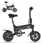 TST Folding Electric Bike, Electric Bicycle 450W Peak Motor, Ebike 16MPH,Up to 15 Miles, 12" Pneumatic Tires for Better Driving Experience, Adjustable Seat and Dual Fenders.