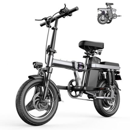 Electric Bike for Adults, 500W Peak Motor, 25MPH 35Miles Rang Folding Commuter E Bike with Full Suspension, 48V 15AH Battery Adult Electric Bicycles for Men Women, 14" Tires, LCD Display.
