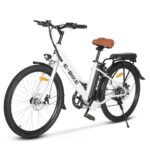 Electric City Bike for Adults | 26'' Electric Commuter E-Bike |7-Speed | Peak 500W Brushless Motor with 36V 10.2Ah UL-Certified Removable Battery | Electric Bicycle White.