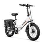 A2 Folding Electric Bike, 20'' Fat Tire Electric Bike with 750W Motor, 48V Removable Battery, 28MPH Max Speed, 45 Mile Range, Step-Through Frame and 7-Speed with Saddle Bag.