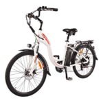 DJ City Bike 750W 48V 13Ah Step-Thru Power Electric Bicycle, Pearl White, LED Bike Light, Fork Suspension and Shimano Gear.