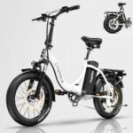 Folding Electric Bike for Adults with Peak 1000W Motor, 48V 15Ah Large Battery up to 30MPH 80 Miles, 20" Fat Tire All Terrain Ebike, Front Suspension 7-Speed Commuter E Bike, Step-Thru, UL Certified.