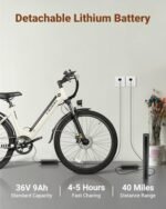 Seeker S Electric Bike for Adults 350W(Peak 540W) 26 inch Electric Bicycle Step Thru Ebike, with 36V/9Ah Battery, 20MPH, 7-Speed Gears and Front Suspension, UL 2849 Certified E-Bikes. - Image 4