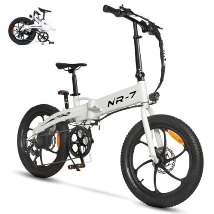 NR-7 20" Folding Electric Bike for Adults | Lightweight Foldable Electric Bicycle - Weighs Only 45lbs | 500W Brushless Motor | 40+ Mile Range | 21mph Speed - Class 2 Fat TIre Ebike.