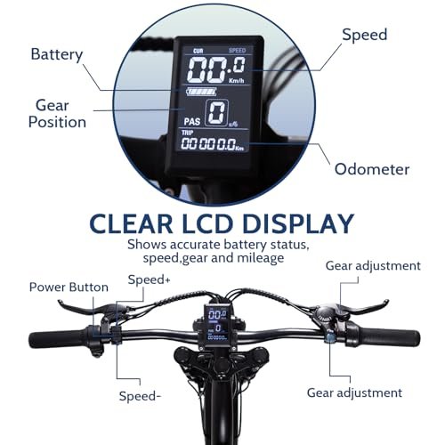 Version 1.0.0 Electric Bike for Adults,Peak 1000W Electric Mountain Bike,28 MPH E Bike with 7-Speed,20 * 4” Fat Tire Ebikes for Adults with Full Suspension. - Image 6