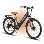 HILAND Electric Bikes for Women Men, City Commuter Ebike for Adults Electric Bicycle, 26 inch 350W 20MPH Motor, 480Wh 10Ah Battery, 7 Speed, Black White.