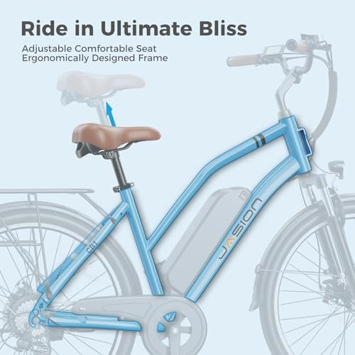 Version 1.0.0 Jasion CB1 Electric Bike for Adults, 1000W Motor Peak Ebike, 450Wh Removeable Battery, 26'' City Cruiser Bicycle, 22 MPH Commuter Women Ebike, 7-Speed Gear. - Image 5