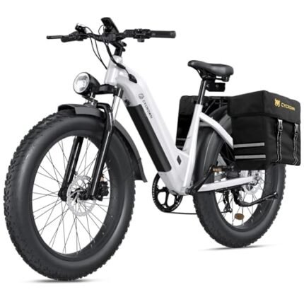 CycVerve Electric Bike for Adults,1400W Peak Motor City Cruiser Ebike,48V Removable Battery,28MPH 75Miles Step-Thru Electric Bicycle,26" x 4.0 Fat Tire Full Shock Absorber Commuter E Bike.