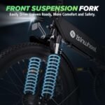 isinwheel U5 Pro Folding Electric Bike for Adults, 800W Brushless Motor, 20MPH Up to 50 Miles, 2-3H Fast Charge, 20" Fat Tire Ebike, 7 Speed Gear, Front Fork Suspension for Leisure Riding&Commuting. - Image 3