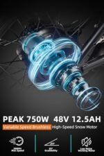 Electric Bike for Adults with 750W Brushless Motor 28MPH Commuting Electric Mountain Bike 48V Removable Battery 12V LED Headlight 4.0 Fat Tire Electric Bicycle for Snow/Beach/Flat/Mountain. - Image 4