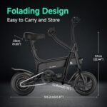 TST Folding Electric Bike, Electric Bicycle 450W Peak Motor, Ebike 16MPH,Up to 15 Miles, 12" Pneumatic Tires for Better Driving Experience, Adjustable Seat and Dual Fenders. - Image 6