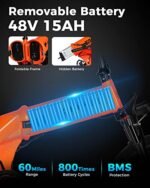 XL 750W Folding Electric Bike,Mobile Phone App Control Ebike, 8-Speeds Ebike for Adults 48V 15AH Removable Hidden Battery City Ebike 20" 4.0 Fat Tire Commuting Ebike. - Image 4