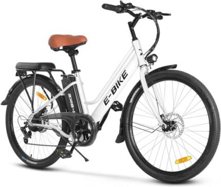Electric Bike for Adults, 26 inch Step Thru Electric Bicycle with 36V Removable Battery and 7-Speed Gears, 500W Brushless Motor Cityrun Ebike Electric Street Bike.