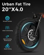 XL 750W Folding Electric Bike,Mobile Phone App Control Ebike, 8-Speeds Ebike for Adults 48V 15AH Removable Hidden Battery City Ebike 20" 4.0 Fat Tire Commuting Ebike. - Image 6