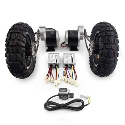 L-faster 10 Inch Off-Road Wheel Dual Drive 350W Geared Motor Chain Kit Reverse Switch for Electric Barrow Trolley Wagon Bike