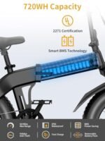Electric Bike for Adults 1200/1400W Peak, 28/30MPH 60 Miles, 720WH Battery 20'' x 4.0 Fat Tire Folding Ebikes for Adults, with APP/Anti-Theft Alarm/NFC/BAFANG Motor/Hydraulic Brakes & UL 2849. - Image 3