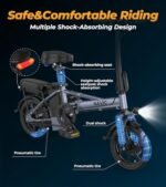 NAVIC CB6PRO Electric Bike for Adults, 750W Peak Power Folding Ebike, 22Mph Max Speed, 749Wh Removable Battery, 14" Adults Electric Bicycle, Max 40Miles Long Range, Mini E Bikes. - Image 5