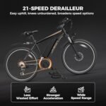 Jasion EBX Electric Bike for Adults, 26" Electric Mountain Bike with 850W Peak Brushless Motor, Max 55Miles 25MPH Electric Bicycles, 450Wh Removable Battery, Ebike for Adults 21-Speed Front Suspension. - Image 5
