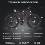aostirmotor 750W Electric Bike for Adults 26"×4" Fat Tire Electric Bike 48V 13AH Lithium Battery Adult Electric Bicycles, 28MPH E Bike for Adults, Shimano 7 Speed Electric Mountain Bike. - Image 2