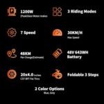 E300 Ebikes for Adults, 750W Electric Bike 30 Mph 48V 643Wh Removable Battery 50 Miles Max Range 20" x 4" Fat Tire Mountain Foldable Electric Bike for Snow Beach Commuting with 7 Speed. - Image 3