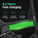 TST Folding Electric Bike, Electric Bicycle 450W Peak Motor, Ebike 16MPH,Up to 15 Miles, 12" Pneumatic Tires for Better Driving Experience, Adjustable Seat and Dual Fenders. - Image 3