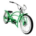 Tracer Beyond Pro 26'' Classic Stretch Chopper EBike with Spring Suspension Classical Fork, disc Brake and hi-Rise Steel Handlebar (Green).