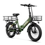 A2 Folding Electric Bike, 20'' Fat Tire Electric Bike with 750W Motor, 48V Removable Battery, 28MPH Max Speed, 45 Mile Range, Step-Through Frame and 7-Speed with 2 Baskets.
