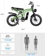 Urban Go Electric Bike for Adults, 750W Peak Motor & 624Wh Removable Battery, Up to 30MPH & 50 Miles(PAS), 20'' Fat Tire Electric Motorcycle with Suspension, Ebike for Mountains, Snow, Sand, Road. - Image 7
