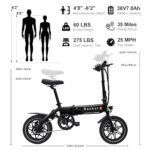 RANHOT 14'' Folding Electric Bike for Adults,Ebike with 36V 7.8Ah Battery,20 Mph Max Speed，Power by 500W Commuting E-Bike, Weighs Only 39lbs. - Image 6