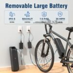 Jasion Electric Bike for Adults -750 W Peak Motor, 480 WH Removable Battery Bicycle with Twist Throttle, Dual Disc Brake, 7-Speed Ebike, Max 20 MPH, 5 PAS Levels, Front Suspension 27.5 Inch Tires. - Image 5