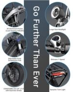 Electric Bike for Adults 1200W Peak Motor 30MPH 60 Miles 48V 15AH (720WH) Battery Folding Electric Bike 20 Inch Fat Tire Ebike Foldable Ebikes for Adults Electric Bicycle with UL 2849 Certified. - Image 5